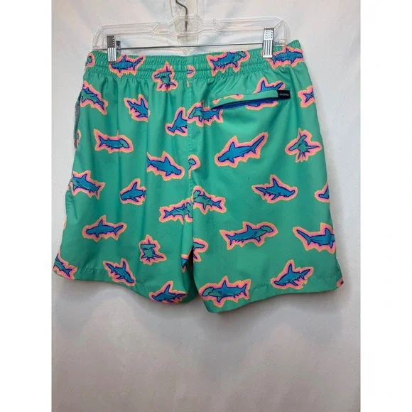 Chubbies XL Swim Trunks Shark Print Drawstring Elastic Waist Shorts See Pics - Picture 2 of 4